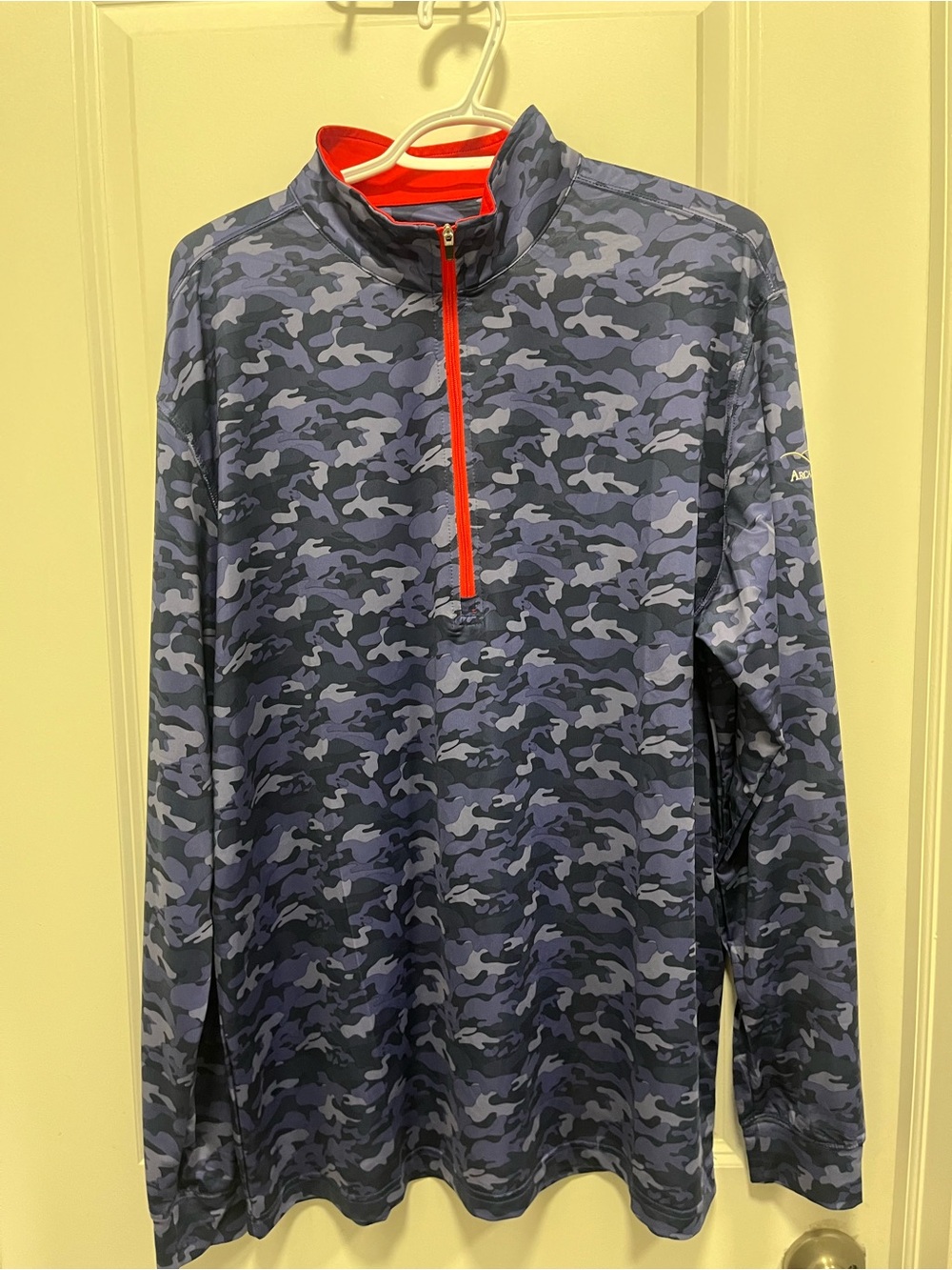 Straight Down Performance Men's Golf Pull Over Blue Camo Quarter Zip Shirt XL
